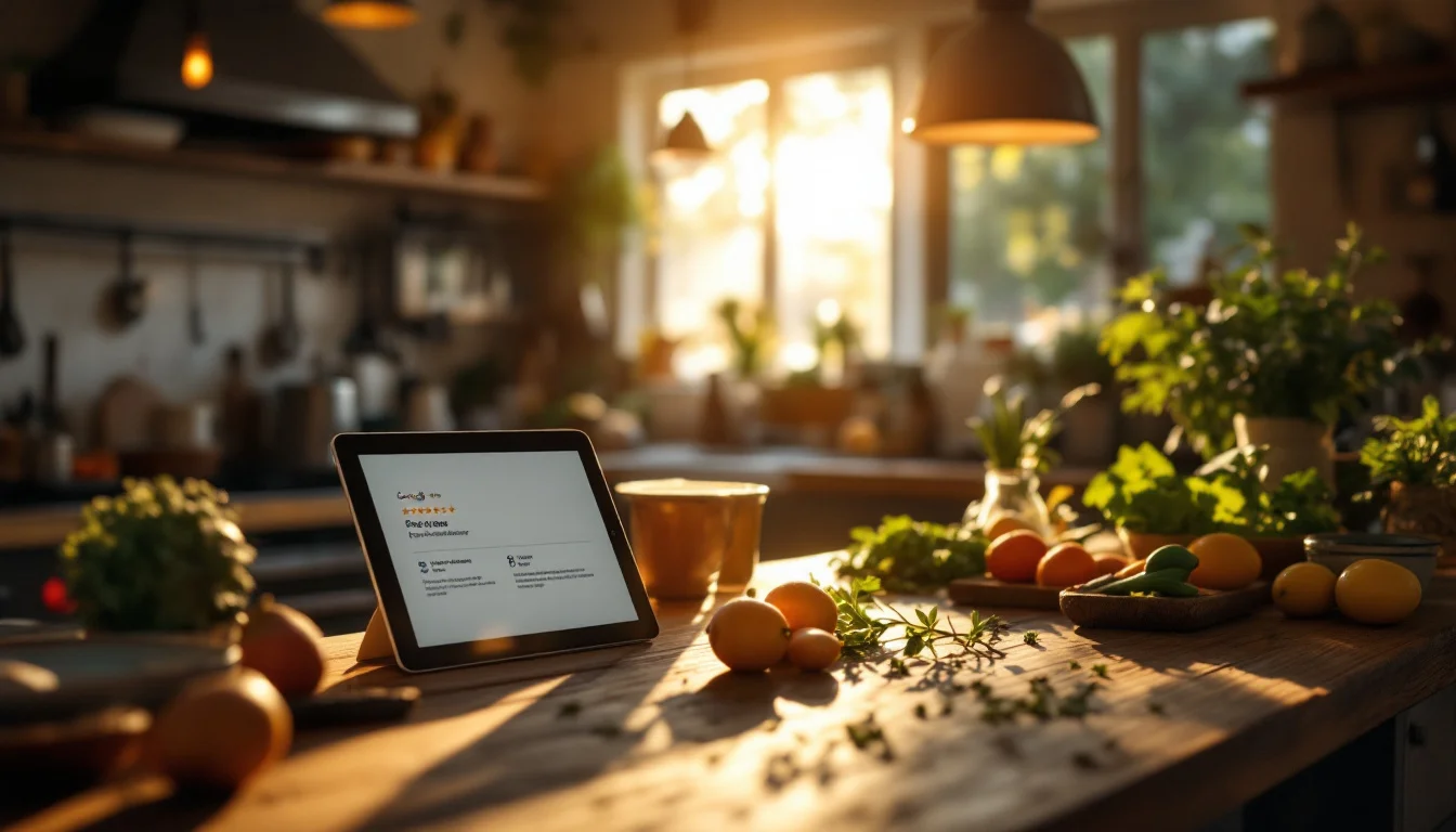Local SEO Strategies For Fife Restaurants â€” A smiling Fife restaurant manager showing a tablet with positive Google reviews 